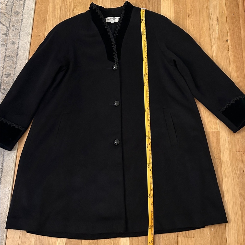 Jonathan Michael Velvet Trim Wool Nylon Black Coat Women’s Size 8 - Picture 7 of 17